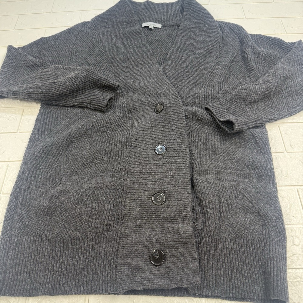 Classiques Entier Wool Cashmere Cardigan Sweater Gray Button Front Size S